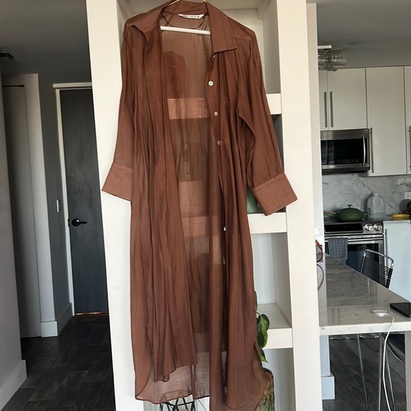 Zara Dresses & Skirts - Zara linen duster in Brown xs